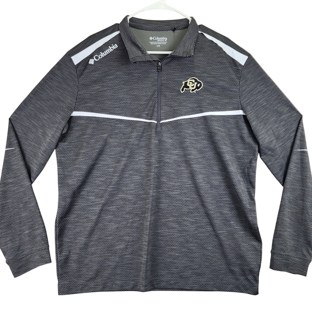 Colorado Buffaloes Quarter Zip Columbia Pullover Mens Large Gray Golf Athletic